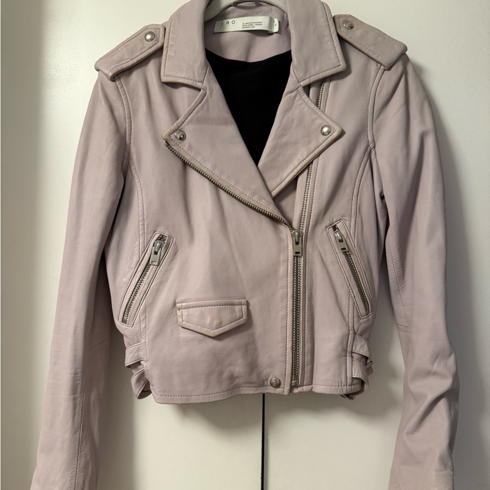 IRO Women's Light Pink Leather Jacket